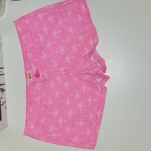 Mossimo shorts sz 7 bright pink with white palm trees